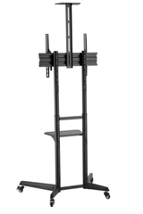 Brateck Compact Steel TV Cart With Top And Center Shelf - Black