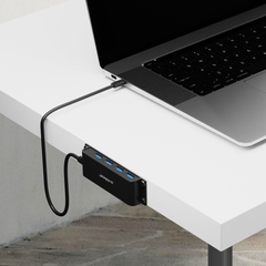 mbeat Mountable 4 Port USB-A & USB-C Adapter Hub - Black