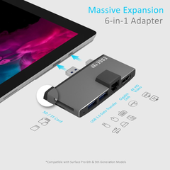 mbeat Edge Pro Multifunction USB-C Hub For Surface Pro 5/6 - Black