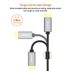 mbeat Tough Link Mini DisplayPort to HDMI Cable 1.8m - Space Grey