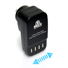 mbeat Gorilla Power 4 Port 6.8A USB World Travel Charger - Black