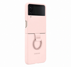 Samsung Silicone Cover With Ring For Galaxy Z Flip4 - Pink Gold
