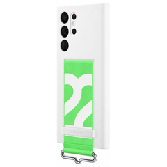 Samsung Silicone Cover with Strap for Galaxy S22 Ultra - White