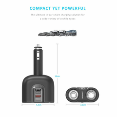 mbeat Dual Port & QC3.0 Car Charger with Cigar Lighter Splitter