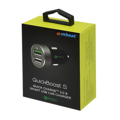 mbeat Quick Boost USB 2.0 Dual Port Car Charger - Black
