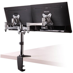 Brateck Dual Monitor Elegant Aluminum w/Arm Desk Clamp - Silver