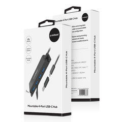 mbeat Mountable 4 Port USB-A & USB-C Adapter Hub - Black