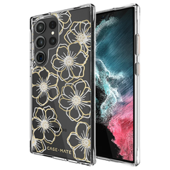 Case-Mate Floral Gems Case For Samsung Galaxy S23 Ultra-Clear/Gold