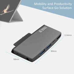 mbeat Edge Go Multifunction USB-C Hub For Surface Go - Black/Grey