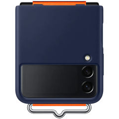 Samsung Galaxy Z Flip 3 Silicone Cover with Strap - Navy