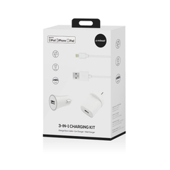 mbeat 3 in 1 MFI USB Lightning Charging Kit - White
