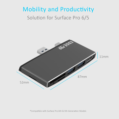 mbeat Edge Pro P78 Multifunction Hub For Surface Pro 5/6 - Black