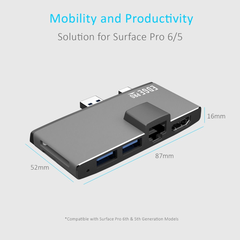 mbeat Edge Pro Multifunction USB-C Hub For Surface Pro 5/6 - Black
