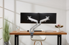 Brateck Epic Gas Spring Aluminum Dual Monitor Arm - Gloss Grey