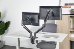 Brateck Epic Gas Spring Aluminum Dual Monitor Arm - Space Grey