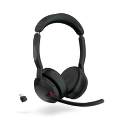 Jabra Evolve2 55 MS Stereo USB-C Wireless Headset with Charging Stand - Black