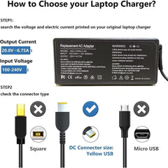 135W Square Tip Laptop Charger for Lenovo Yoga IdeaPad ThinkPad