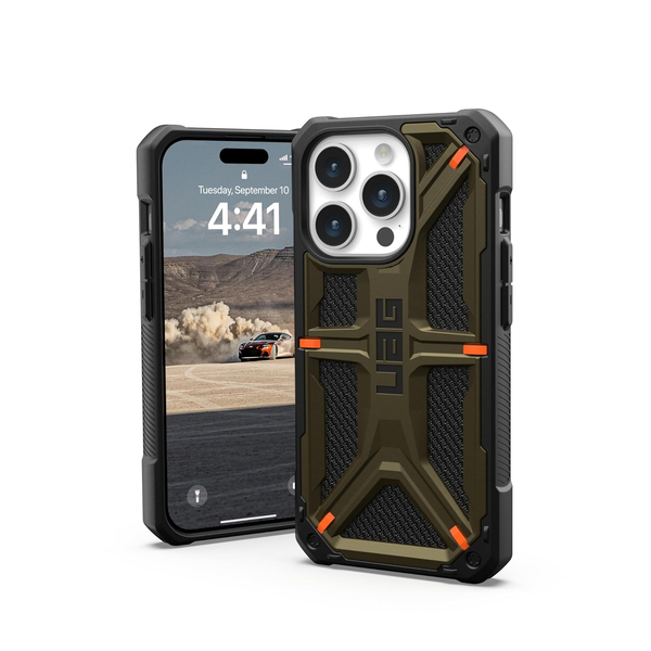UAG Monarch Case For iPhone 15 Pro - Kevlar Green