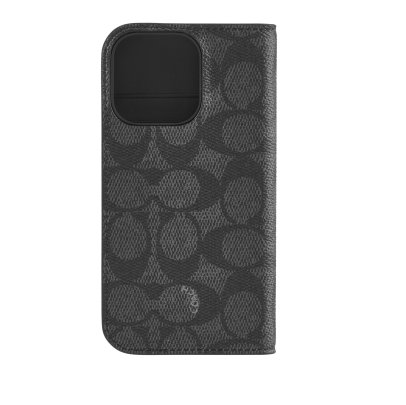 Coach Folio Case For iPhone 16 Pro - Signature Charcoal