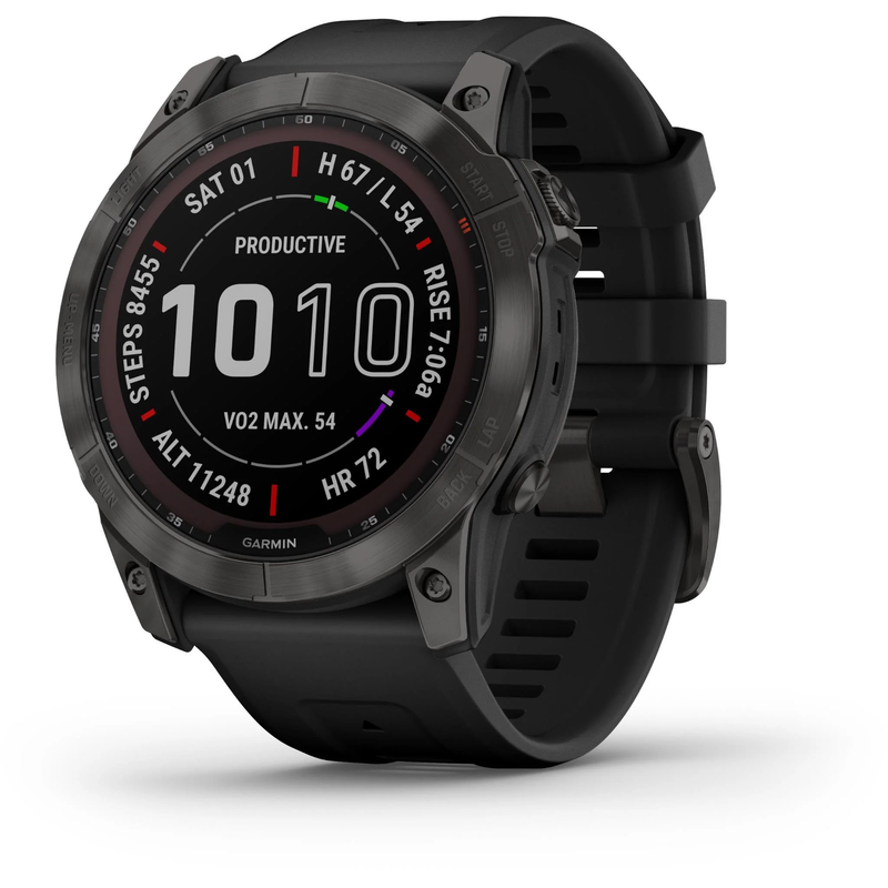 Garmin Fenix 7X Sapphire Solar Watch - Carbon Grey/Black