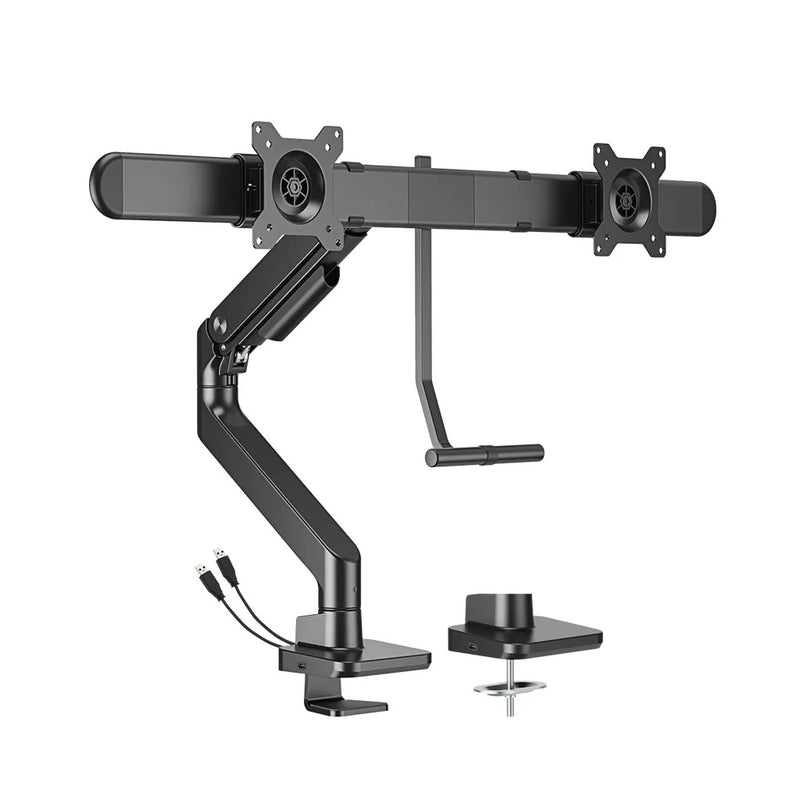 Brateck Noteworthy Dual Monitor Arm For 17"-32" with USB Ports - Black