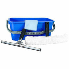 Cleanlink Bucket Cloth Squeegee and Washer Window Cleaning Kit - Blue