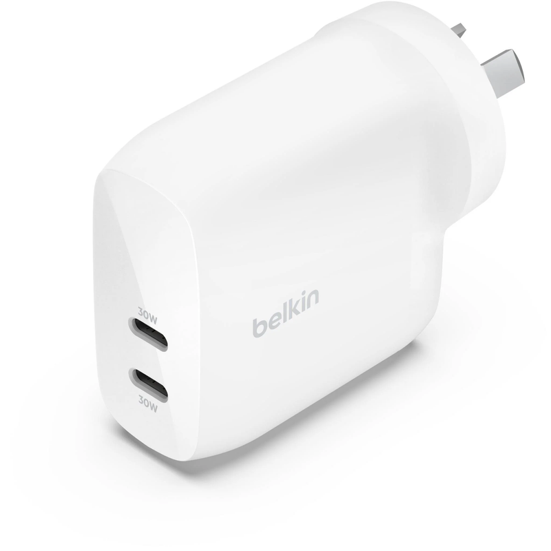 Belkin BoostCharge PRO Dual USB-C Wall Charger w/ PPS 60W - White