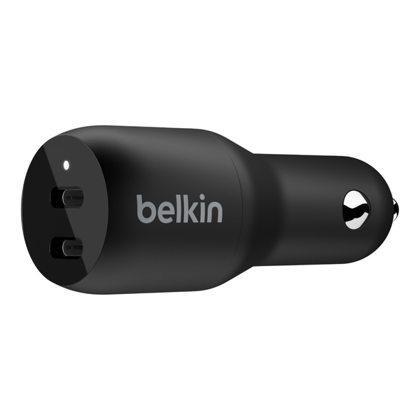 Belkin BoostCharge Dual USB-C Car Charger 36W - Black