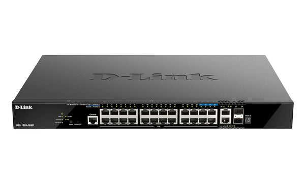 D-Link 28-Port Gigabit Smart Managed Stackable PoE+ Switch - Black