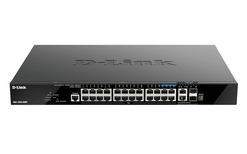 D-Link 28-Port Gigabit Smart Managed Stackable PoE+ Switch - Black