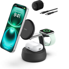 Belkin UltraCharge Pro 3-in-1 Magnetic Qi2 25W Charging Dock - Charcoal
