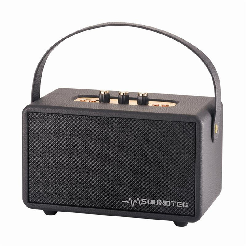 Laser SoundTec Retro Bluetooth Boombox Speaker w/ Carry Strep - Black