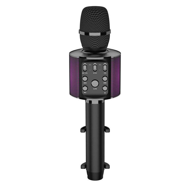 Laser Wireless Karaoke Microphone with LED Lights - Black