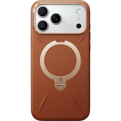 Torras Ostand Spin Vegan Leather Case For iPhone 17 Pro Max - Brown
