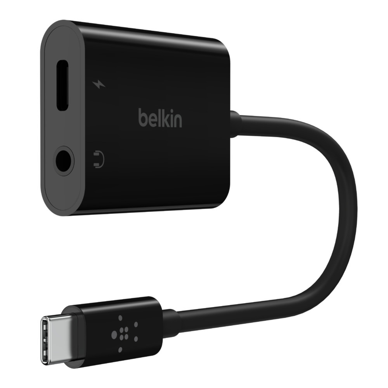 Belkin Rockstar 3.5mm Audio plus USB-C Charge Adapter - Black