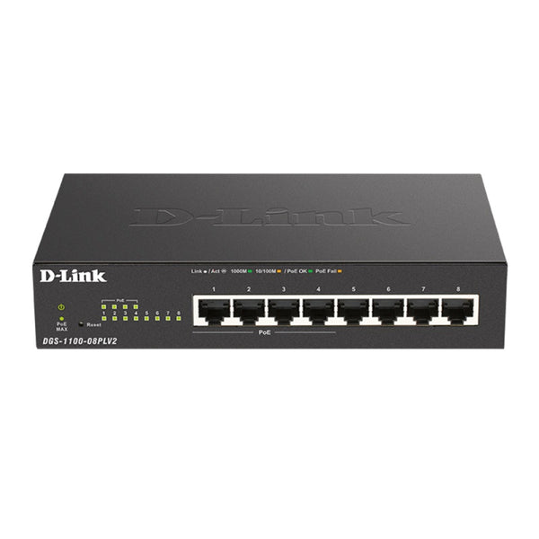 D-Link 8-Port Gigabit Smart Managed PoE Switch w/4 PoE Ports - Black