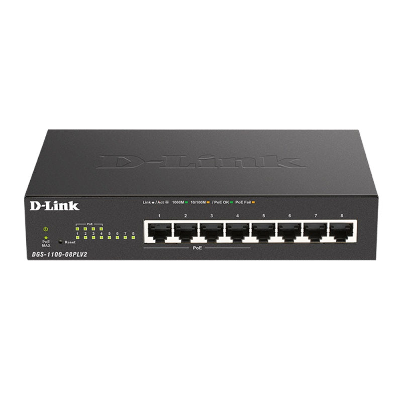 D-Link 8-Port Gigabit Smart Managed PoE Switch w/4 PoE Ports - Black