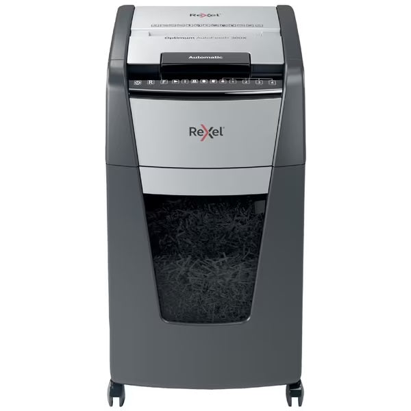 Rexel Optimum Autofeed Shredder 300X Cross Cut - Black/Grey