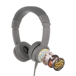 BuddyPhones Explore Plus Wired Inline Mic Headphone - Grey Matter