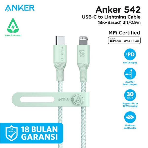 Anker 542 USB-C to Lightning Cable Bio-Nylon 0.9m Green