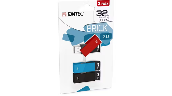 Emtec Brick 3-Pack 32GB USB 2.0 Flash Drive