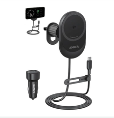 Anker MagGo Qi2 Wireless Car Charger + Power Adapter bundle - Black