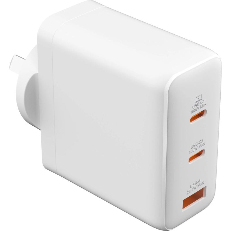 Monster 120W GaN USB-C/A Port Wall Charger - White