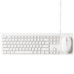 Pout Wireless Hands5 Keyboard w/ Qi Charging Pad & Mouse Combo - White