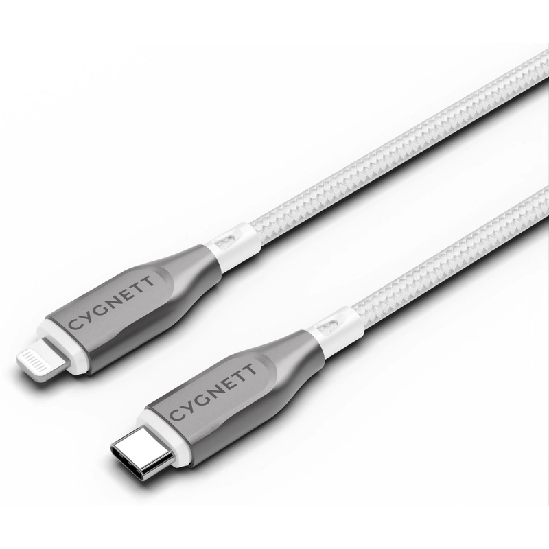 Cygnett Armoured Lightning to USB-C Cable 1M - White