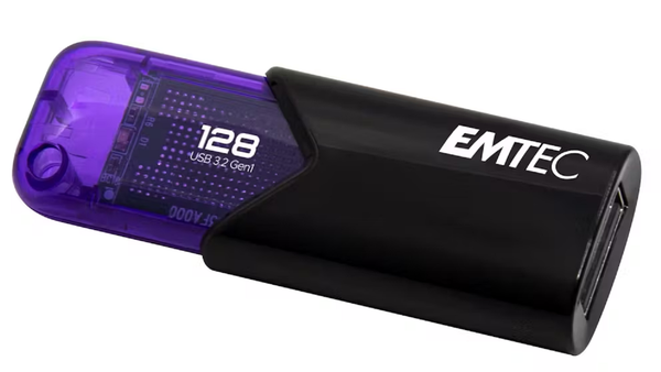 Emtec Click Easy 128GB USB 3.2 Flash Drive - Black