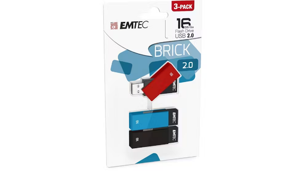 Emtec Brick 3-Pack 16GB USB 2.0 Flash Drive