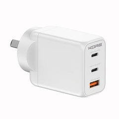 Kore 65W GaN Wall Charger 3-Port USB-C & USB-A – White
