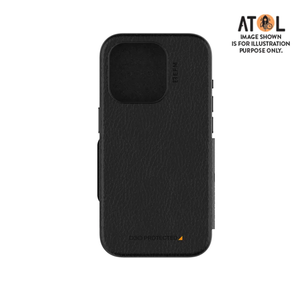 EFM Monaco Wallet Case w/ D3O For iPhone 15 Pro - Black/Space Grey