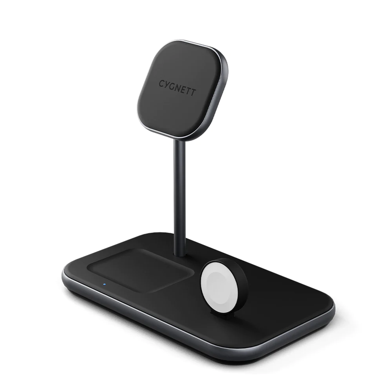 Cygnett MagDesk 15W 3-in-1 Magnetic Wireless Charger - Black